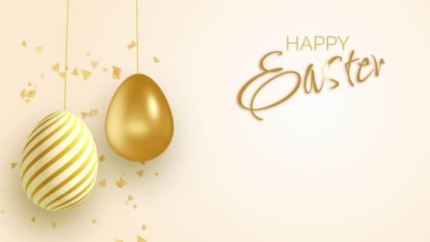 Easter Greeting Template Animation Golden Eggs Strings Swaying Happy Easter — Stock videók