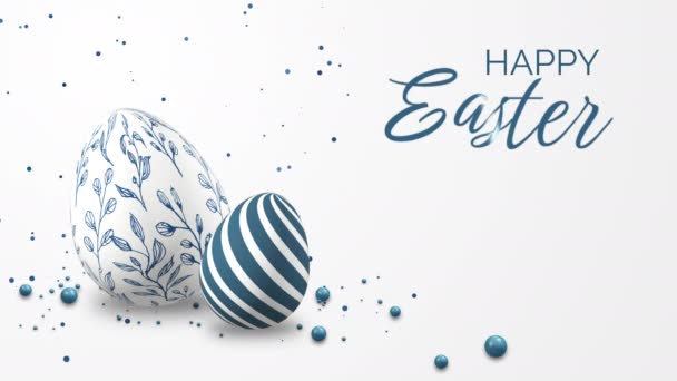 White Background Realistic Models Easter Eggs Patterns Looped Spring Animation — Vídeos de Stock