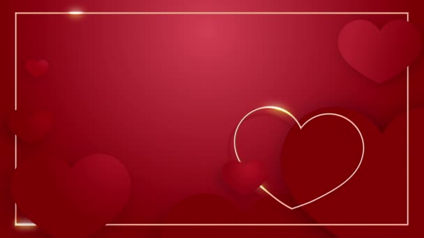 Любов Плакати Або Банер Червоним Паперовим Вирізаним Серцем Порожнє Порожнє — стокове відео