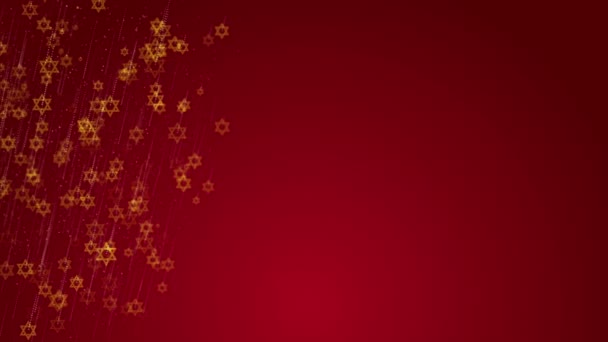 Animated Red Background Golden Stars David Falling Jewish Religious Symbols — Stockvideo