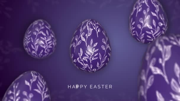 Wiosenne Pisanki Pomalowane Wzorami Animowany Fioletowy Wygaszacz Tła Szczęśliwej Wielkanocy — Wideo stockowe