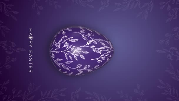 Вертикальное Видео Вращение Пасхального Яйца Узорами Счастливая Пасхальная Листва Фиолетовом — стоковое видео