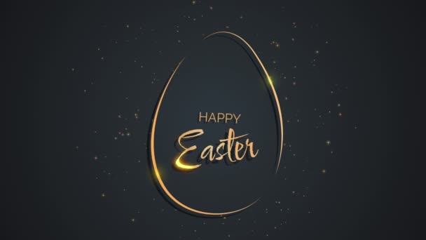 Happy Easter Wenskaart Met Gouden Paaseieren Handgeschreven Vakantiewensen Zwarte Achtergrond — Stockvideo