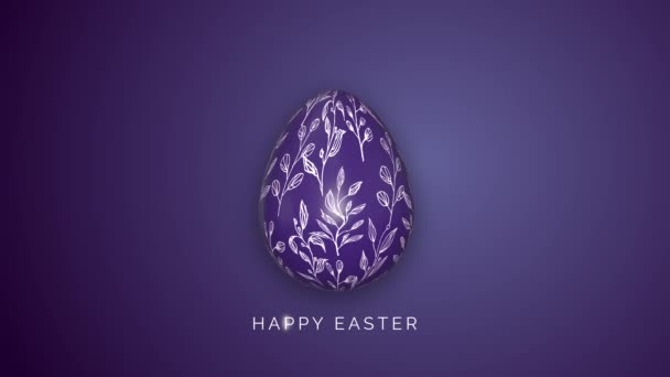 Machanie Jajkiem Wielkanocnym Rysowanymi Wzorami Niebieskim Tle Szczęśliwej Wielkanocy Animacja — Wideo stockowe