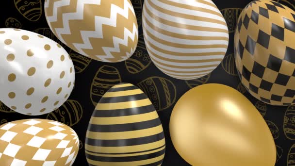 Huevos Pascua Con Patrones Geométricos Fondo Bucle Animado Fiesta Religiosa — Vídeos de Stock
