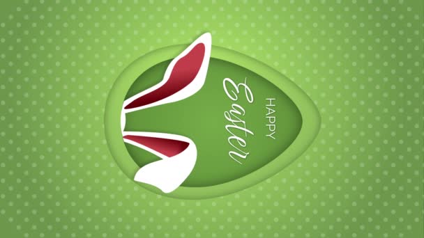 Velikonoční Králičí Uši Slavnostní Smyčce Animace Zelené Pozadí Tvarem Vejce — Stock video