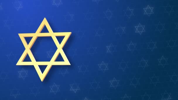 Hexagonal Star David Blå Loopas Bakgrund Statssymbol För Israel Animerade — Stockvideo