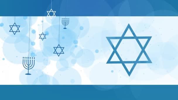 Vlag Van Israël Met Staatssymbool Ster Van David Menorah Religieuze — Stockvideo