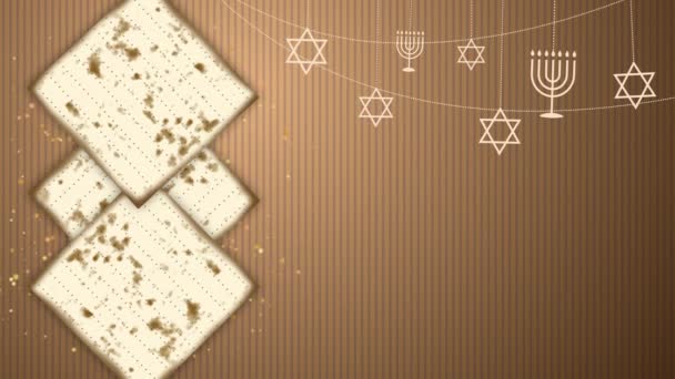 Animation Matzah Star David Menorah Passover Symbols Judaism Looped Video — Stock Video