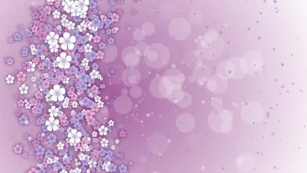 Маленькие Весенние Цветные Цветы Розовом Абстрактном Фоне Цикл Праздничной Анимации — стоковое видео