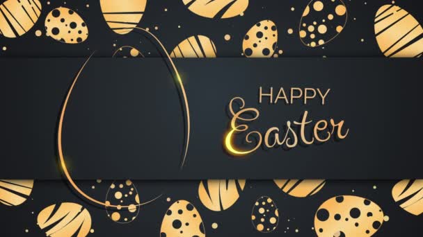Buona Pasqua Iscrizione Oro Sfondo Nero Con Decorativi Uova Pasqua — Video Stock