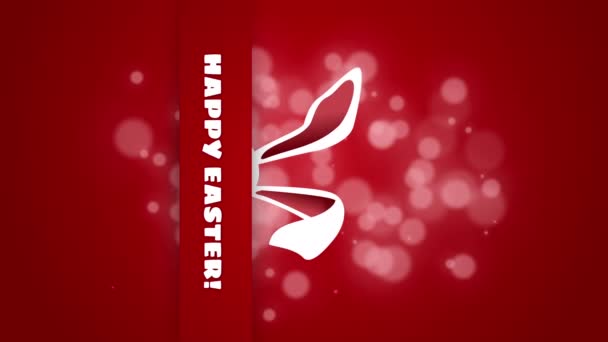 Vidéo Verticale Mignonnes Oreilles Lapin Pâques Sur Fond Bouclé Rouge — Video