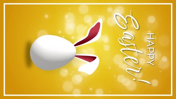 Vertical Video White Jumping Easter Egg Rabbit Ears Happy Easter — Stock Video