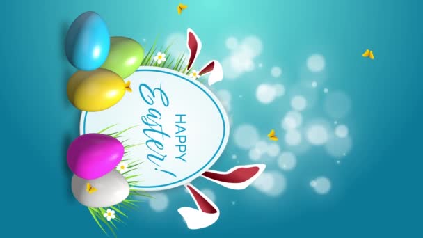 Vídeo Vertical Animación Pegatina Pascua Con Orejas Conejo Huevos Colores — Vídeos de Stock