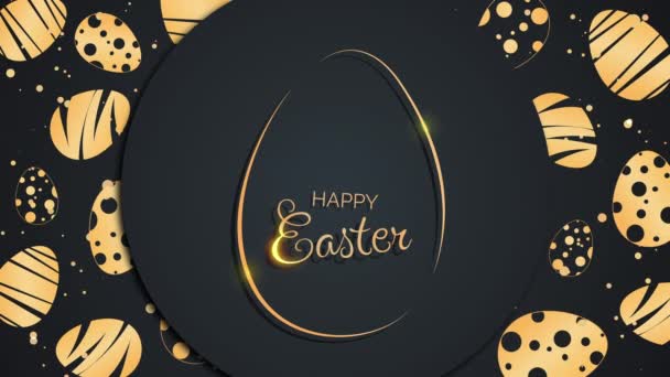 Easter Egg Sign Gold Text Circle Easter Eggs Pattern Spring — Stock Video