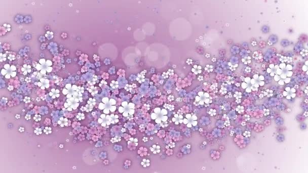 Φλοράλ Σχέδιο Πλωτά Χρωματιστά Ανοιξιάτικα Λουλούδια Ροζ Φόντο Κινούμενα Σχέδια — Αρχείο Βίντεο