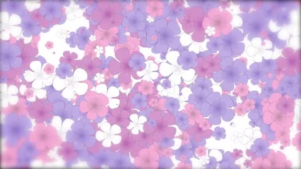 Abstraktní Květinové Pozadí Pohyb Malých Růžových Fialových Květů Animace Jarní — Stock video
