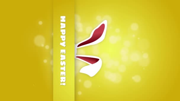 垂直录像 可爱的东部兔子耳朵黄色的环状背景 复活节快乐 — 图库视频影像