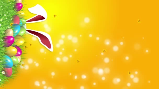 Вертикальное Видео Праздничная Анимация Пасхальными Яйцами Траве Кроличьими Ушами Абстрактный — стоковое видео