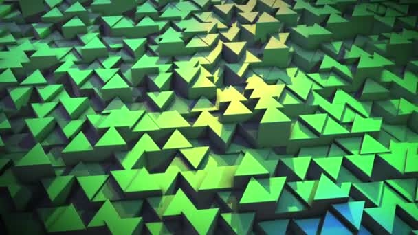 緑の三角形の救済の背景 概要光と影を用いた3D表面アニメーション — ストック動画