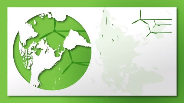 Vertikales Video Paper Illustration Der Erde Mit Windmühlen Erzeugung Grüner — Stockvideo