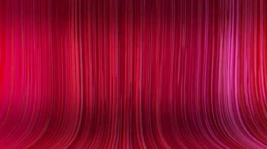 Renkli parçacıklar düşer. Kırmızı bir şelalenin soyut animasyonu. Döngülü arka plan. Uzun kıvrımlı parlak çizgiler.