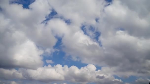 白绒绒积云 云彩在空中的快速移动 时间流逝 — 图库视频影像