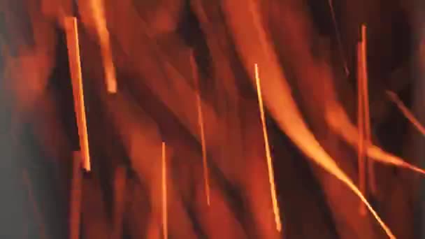 Fast Movement Bright Red Glowing Particles Blurry Long Burning Trail — Stock Video