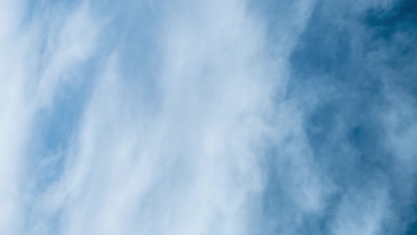Вертикальное Видео Белые Перистые Облака Движутся Фоне Голубого Неба Летний — стоковое видео