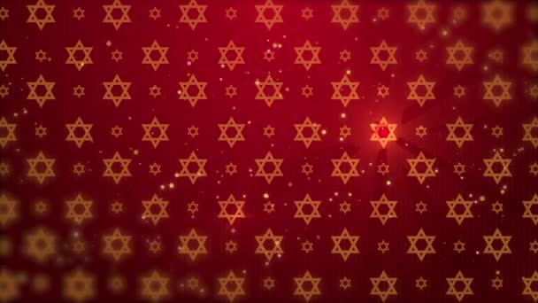 Красный Фон Еврейской Символической Звездой Дэвида Абстрактная Анимация Сияющими Лучами — стоковое видео