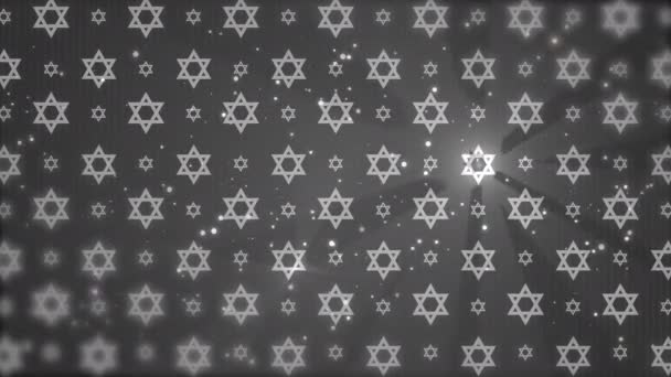 Grijze Achtergrond Met Joodse Symbool Ster Van David Abstracte Animatie — Stockvideo