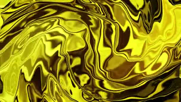 液体金抽象的な背景 黄色の金属表面に輝きと塗料の輝く動き ループアニメーション — ストック動画