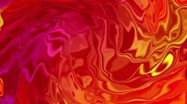 Sıvı kırmızı soyut arkaplan. Metal yüzeyde parıltılı bir boya hareketi. Döngülü canlandırma.
