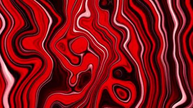 Kıvrımlı kırmızı sıvının kaotik hareketi. Yanardöner suluboya renkleriyle soyut bir arkaplan. Döngülü canlandırma.