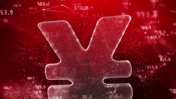 Голограмма Японской Иены Красном Фоне Линиями Точками Сплетения Значения Финансовых — стоковое видео