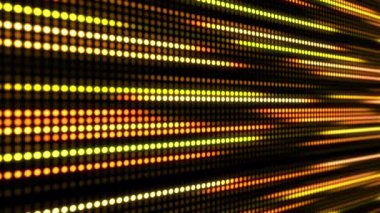 Sarı parlayan piksellerden kurtulun. Eylemsel aydınlatma çizgilerinin etkisi. Bulanık elektronik ekran arka planı. Döngülü animasyon grafikleri.