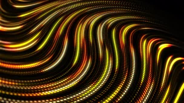 Yellow Waves Glowing Dots Dynamic Movement Glow Pattern Abstract Looped — Stock Video