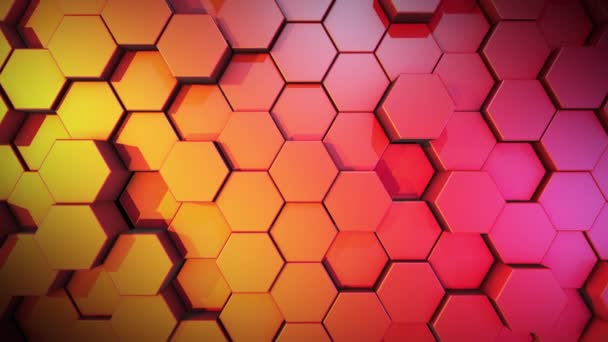 Movimento Cilindros Hexagonais Vermelhos Fundo Relevo Texturizado Formas Geométricas Pentes — Vídeo de Stock