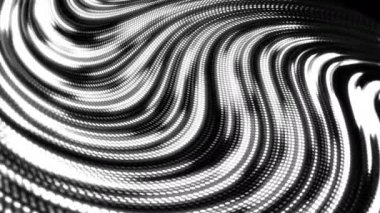 Parlak noktalardan gelen beyaz dalgalar. Dinamik hareket ve elektronik ekranın parıltı deseni. Bokeh ile soyut döngülenmiş arkaplan.