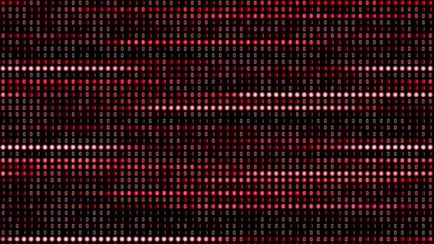 Code Binaire Écran Avec Pixels Ronds Rouge Brillant Code Informatique — Video
