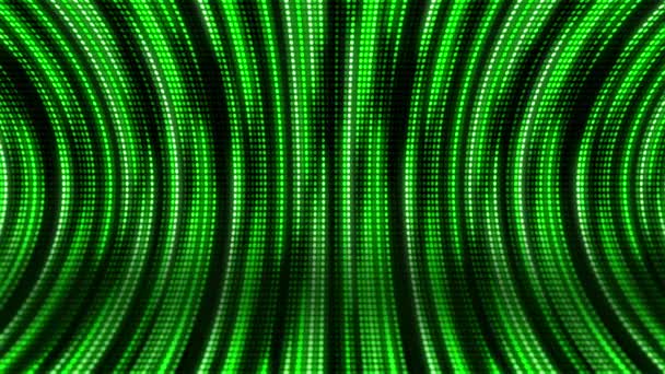 Dynamiczny Zielony Tunel Okrągłymi Diodami Punktowymi Jasne Neony Świecące Linie — Wideo stockowe