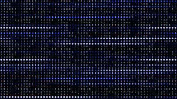 Binaire Code Blauw Scherm Met Ronde Gloeiende Pixels Variabele Digitale — Stockvideo