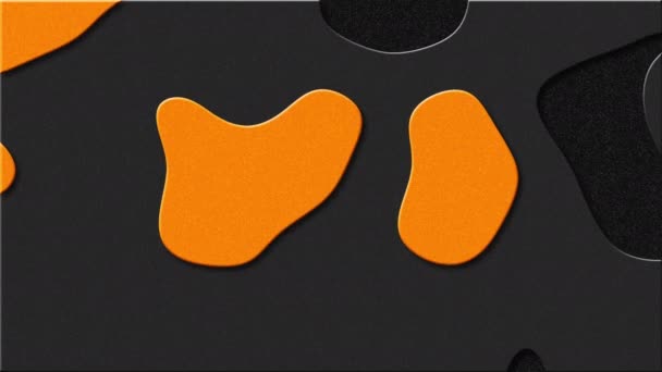 抽象的な救済は 数値の流体形態を変更します 暗色の背景にオレンジ色の液体スポット カラーペーパーカットアニメーション ループ状 — ストック動画