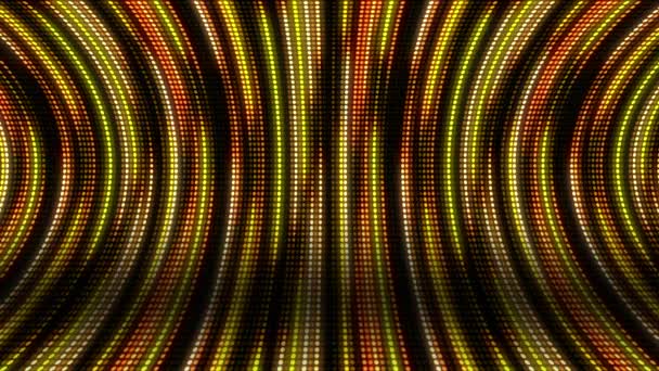 Светящиеся Неоновые Линии Динамический Желтый Туннель Круглыми Точками Диодов Цикл — стоковое видео