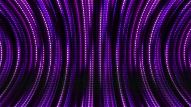 Disco purple tunnel with round dots. Light neon glowing lines. Looped retro animation screen. Abstract background.