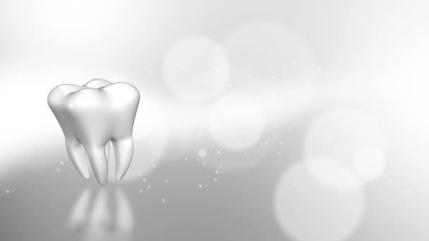 White Rotating Model Tooth Abstract Background Particles Looped Dental Animation — Stock videók