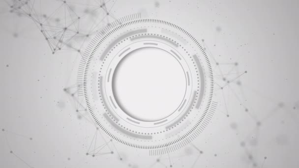 Geometric Gray Shapes White Abstract Technology Background Circular Central Element — Vídeo de Stock