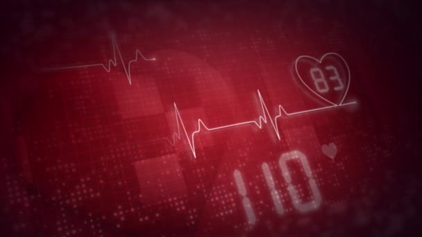 Monitor Electrocardiogram Line Heart Heart Rate Indicators Abstract Looped Animation — стокове відео