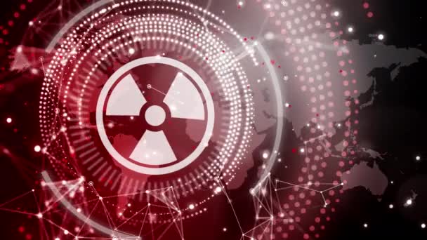 Red Warning Abstract Background Nuclear Danger Icon Looped Animation Motion — Vídeos de Stock
