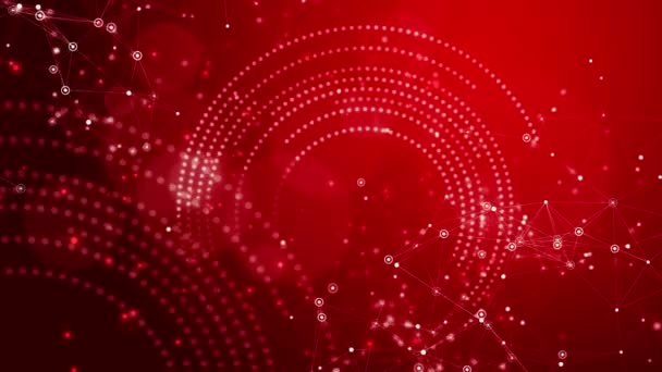 Abstract Cosmic Red Illustration Moving Dots Interlaced Lines Blurred Geometric — Stockvideo